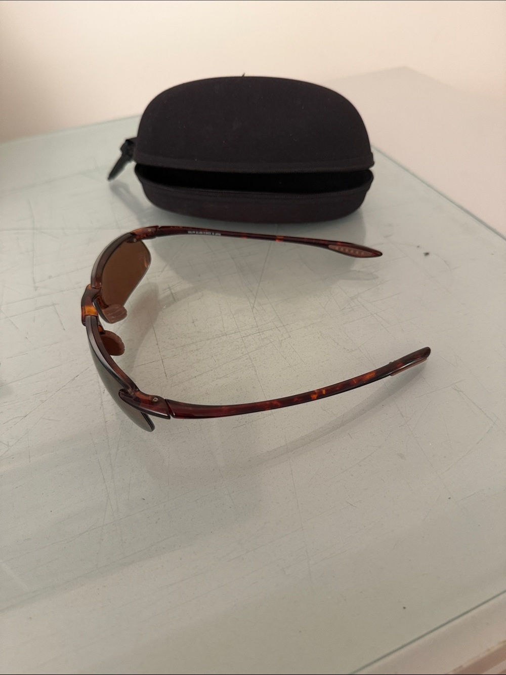 Maui Jim Brown Rimless Sunglasses with Black Case - Picture 3 of 4